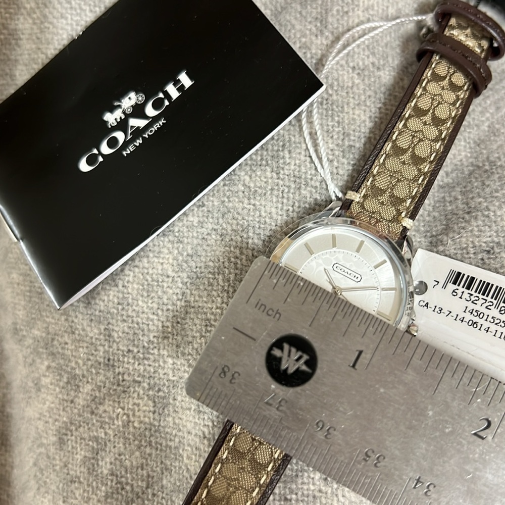 New Coach Signature Index Signature Leather Strap Watch JA1 - Picture 3 of 6